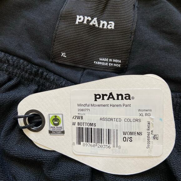 Prana Mindful Movement Harem Pant Women's XL Black Relaxed Mid Rise Tapered Leg - Picture 7 of 13
